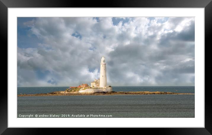 Clouds at St Marys Lighthouse Framed Mounted Print by andrew blakey