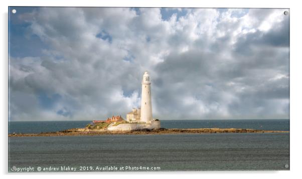 Clouds at St Marys Lighthouse Acrylic by andrew blakey