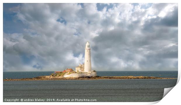 Clouds at St Marys Lighthouse Print by andrew blakey