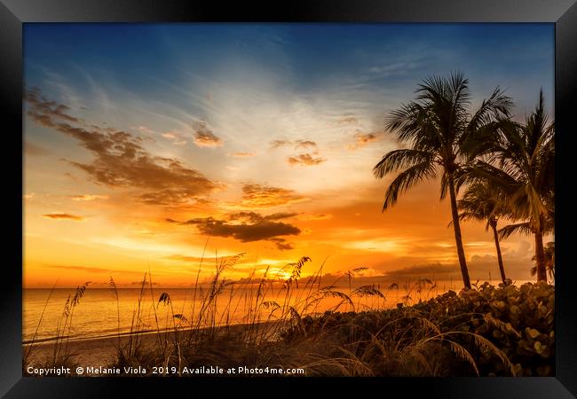 BONITA BEACH Bright Sunset Framed Print by Melanie Viola