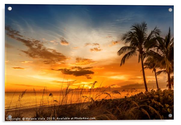 BONITA BEACH Bright Sunset Acrylic by Melanie Viola