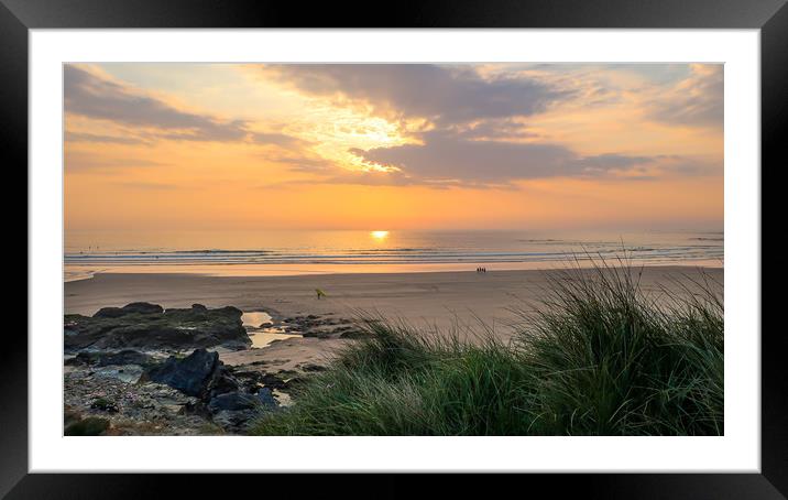 Surfers at sunset Framed Mounted Print by Brenda Belcher