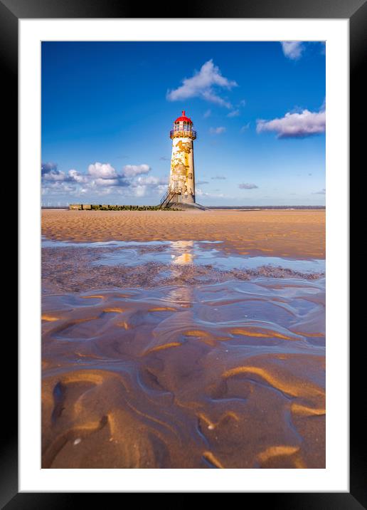 The Point of Ayr Lighthouse, North Wales  Framed Mounted Print by John Finney