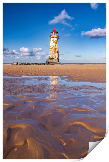 The Point of Ayr Lighthouse, North Wales  Print by John Finney
