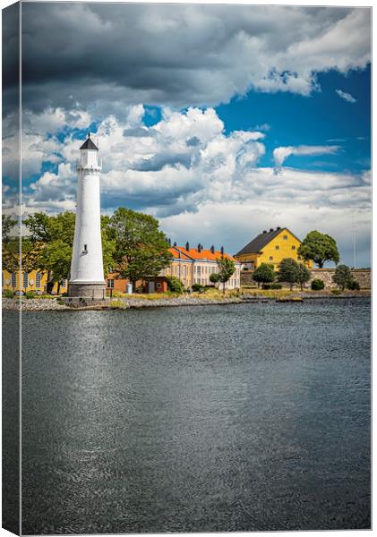 Karlskrona Stumholmen Lighthouse From Opposite Sid Canvas Print by Antony McAulay