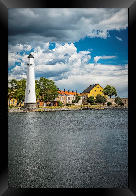 Karlskrona Stumholmen Lighthouse From Opposite Sid Framed Print by Antony McAulay