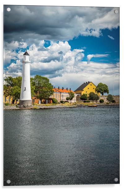 Karlskrona Stumholmen Lighthouse From Opposite Sid Acrylic by Antony McAulay
