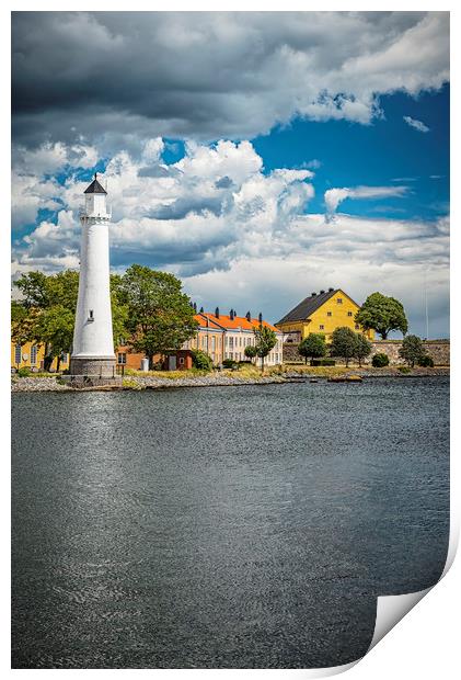Karlskrona Stumholmen Lighthouse From Opposite Sid Print by Antony McAulay