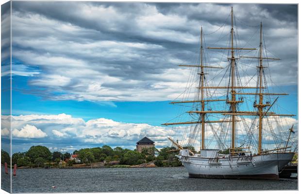 Karlskrona Naval Museum Tallship Landscape Canvas Print by Antony McAulay