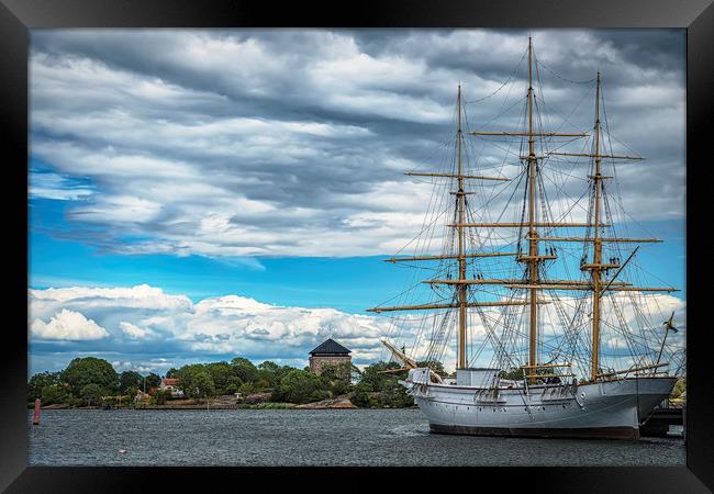 Karlskrona Naval Museum Tallship Landscape Framed Print by Antony McAulay