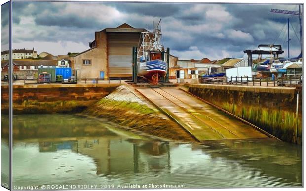 "Stormy skies at the boat yard" Canvas Print by ROS RIDLEY