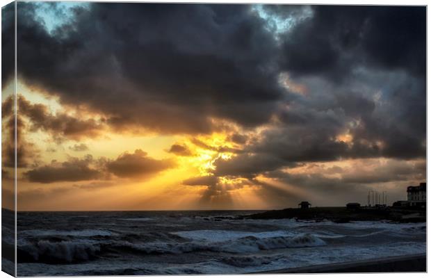 Golden sunset at Porthcawl Canvas Print by Leighton Collins