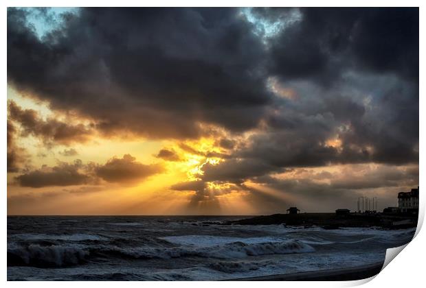 Golden sunset at Porthcawl Print by Leighton Collins