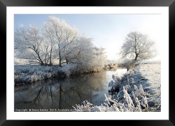 Winter on the River Lugg,  Herefordshire Framed Mounted Print by Steve Adams