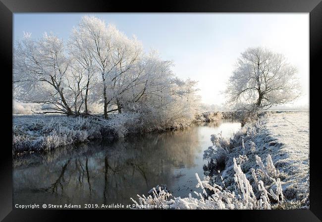 Winter on the River Lugg,  Herefordshire Framed Print by Steve Adams