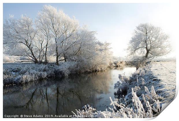 Winter on the River Lugg,  Herefordshire Print by Steve Adams