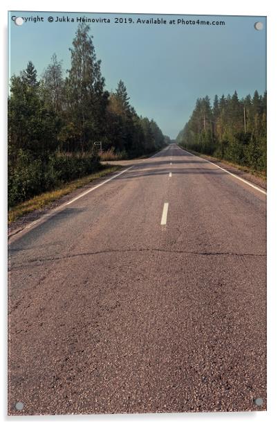 Empty Road On A Misty Morning Acrylic by Jukka Heinovirta