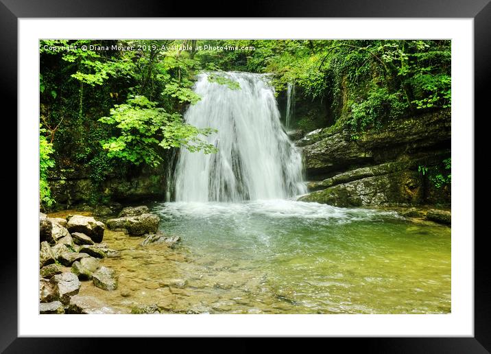 Janets Foss Waterfall Yorkshire Framed Mounted Print by Diana Mower