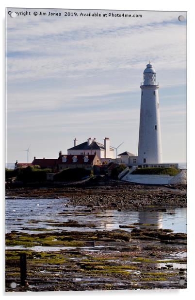 Reflecting on St Mary's Island Acrylic by Jim Jones