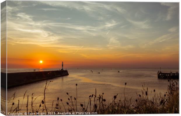 Aberystwyth Harbour at Sunset Canvas Print by Sean Wright