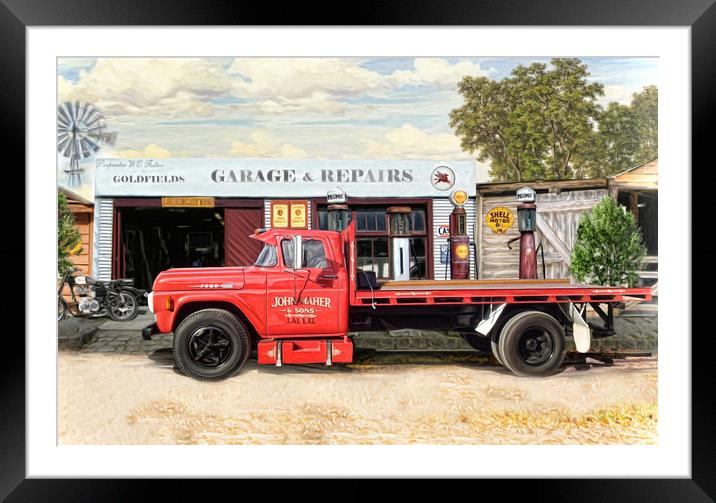 Goldfields Garage Framed Mounted Print by Trudi Simmonds