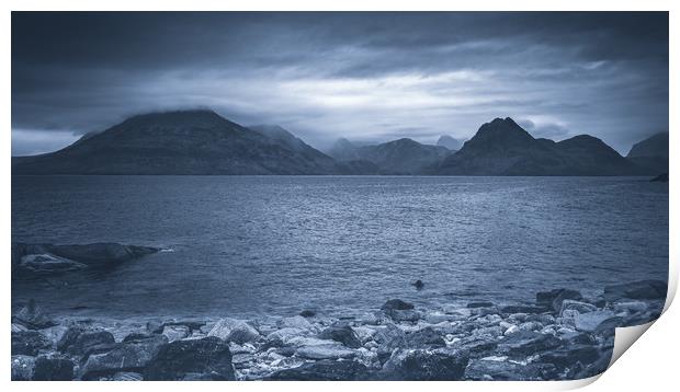 Black Cuillins from Elgol Beach Print by Nick Rowland