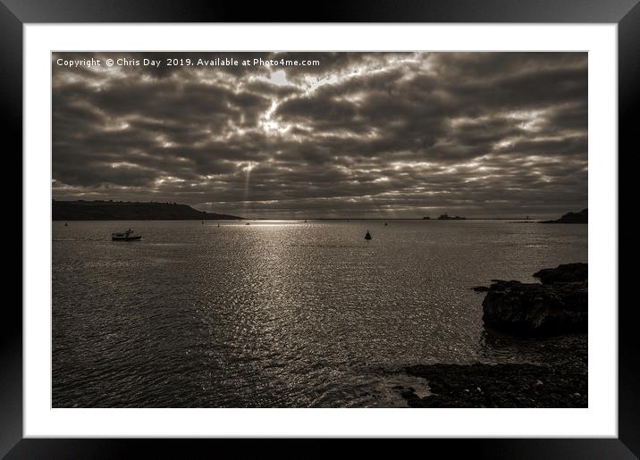 Plymouth Sepia Sound Framed Mounted Print by Chris Day
