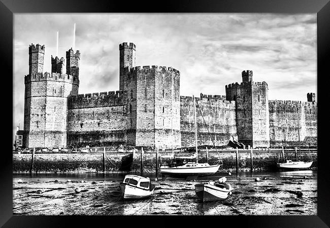 Caernarfon Castle B&W Framed Print by Jim kernan