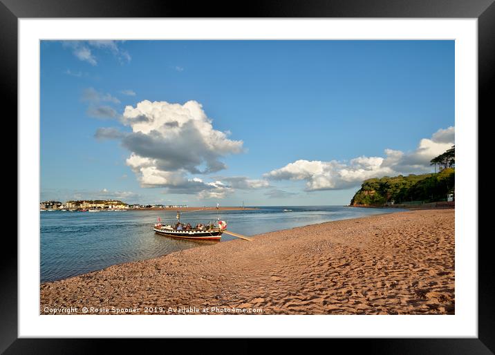The Ferry approaching Shaldon Beach Framed Mounted Print by Rosie Spooner