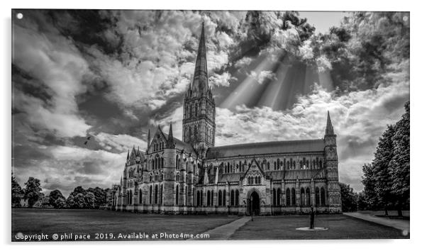 Salisbury Cathedral Acrylic by phil pace