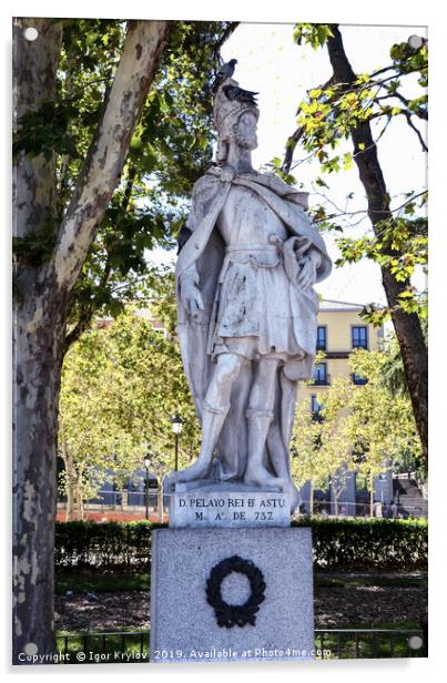 Statue king Pelayo of Asturias Acrylic by Igor Krylov
