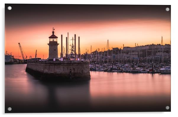 Ramsgate Lighthouse Sunset Acrylic by Sam Bradley