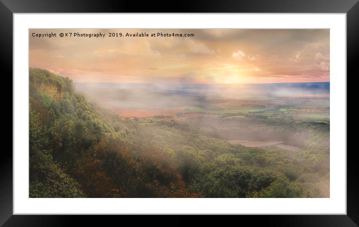 Mist over Lake Gormire and the Vale of Mowbrey Framed Mounted Print by K7 Photography
