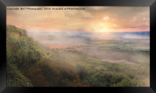 Mist over Lake Gormire and the Vale of Mowbrey Framed Print by K7 Photography