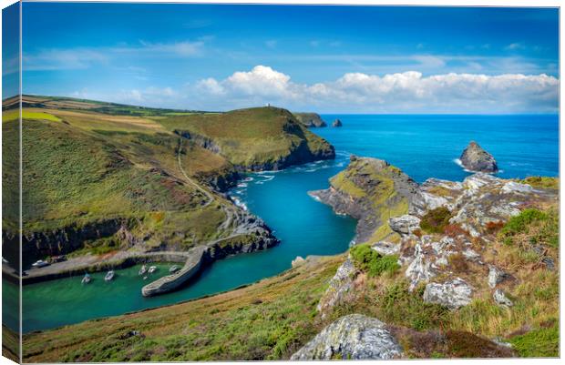 Boscastle harbour Cornwall  Canvas Print by Eddie John