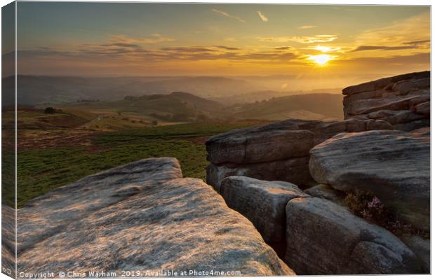 Hathersage Moor and Higger Tor Sunset Canvas Print by Chris Warham