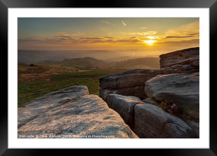 Hathersage Moor and Higger Tor Sunset Framed Mounted Print by Chris Warham