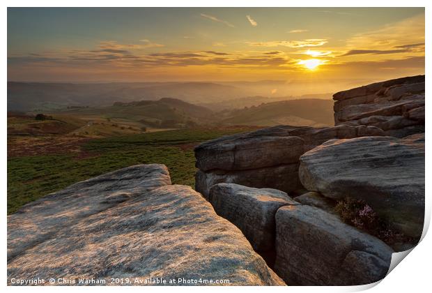 Hathersage Moor and Higger Tor Sunset Print by Chris Warham