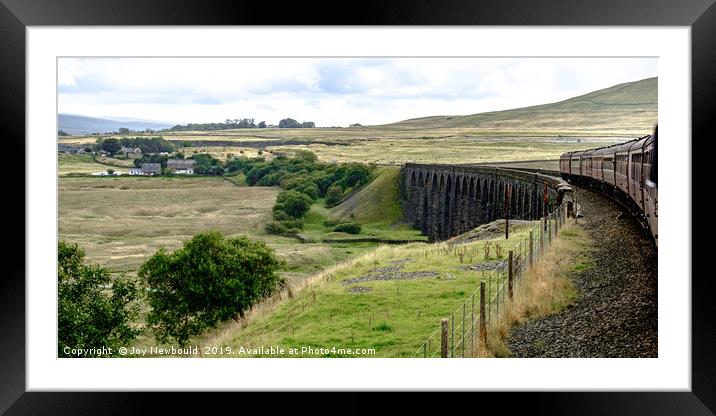 Ribblehead Viaduct from train Framed Mounted Print by Joy Newbould