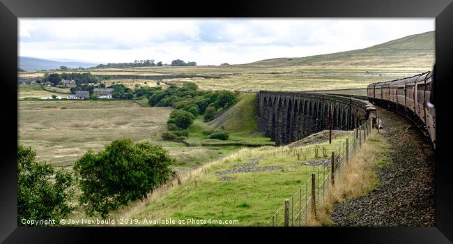 Ribblehead Viaduct from train Framed Print by Joy Newbould