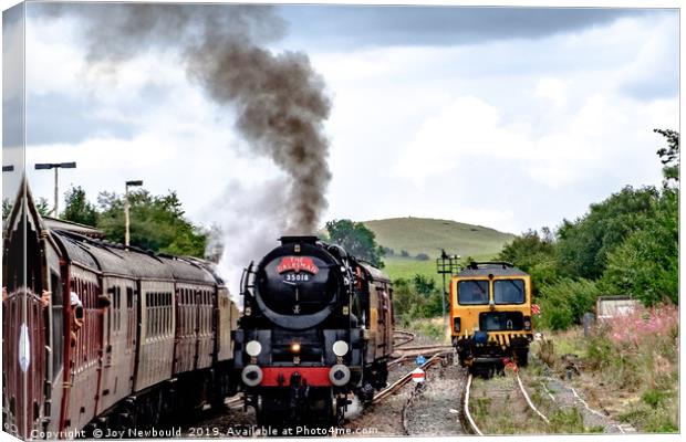 Dalesman Steam Loco 35018  - Changing Over Canvas Print by Joy Newbould