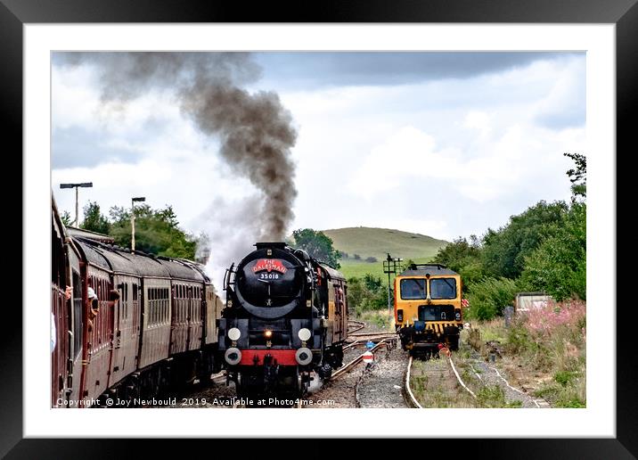 Dalesman Steam Loco 35018  - Changing Over Framed Mounted Print by Joy Newbould