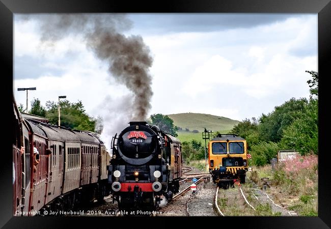 Dalesman Steam Loco 35018  - Changing Over Framed Print by Joy Newbould