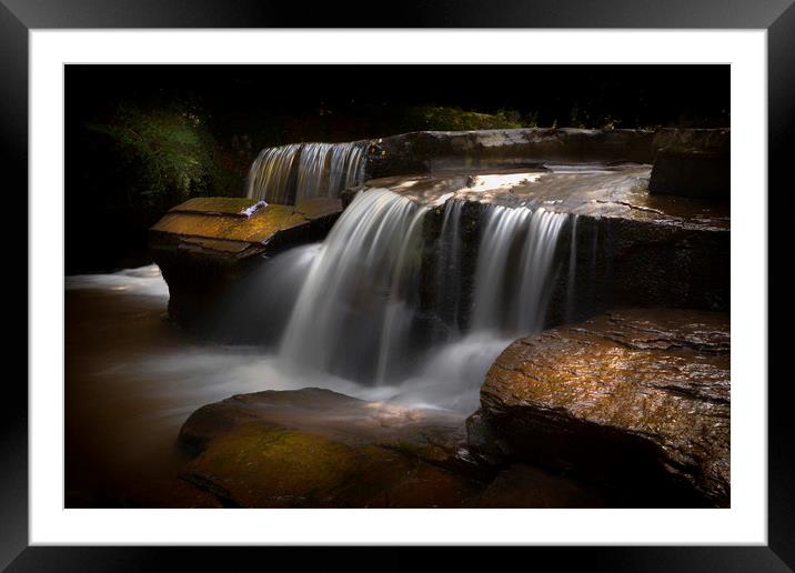 Taf Fechan Forest waterfall Framed Mounted Print by Leighton Collins