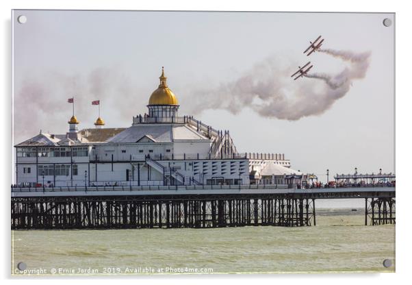 Wingwalking over Eastbourne Acrylic by Ernie Jordan