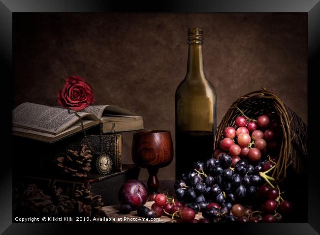 Wine and Grapes Framed Print by Angela H