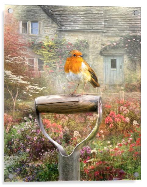 Robins Garden Acrylic by Trudi Simmonds