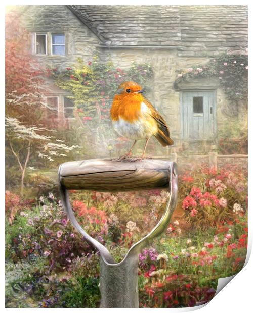 Robins Garden Print by Trudi Simmonds