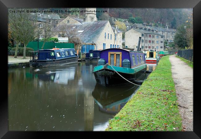 PATHSIDE MOORED Framed Print by andrew saxton