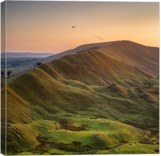 Rushup Edge Paragliders Canvas Print by Paul Andrews